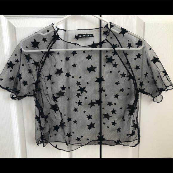 Cropped sheer shirt with stars - Picture 1 of 2